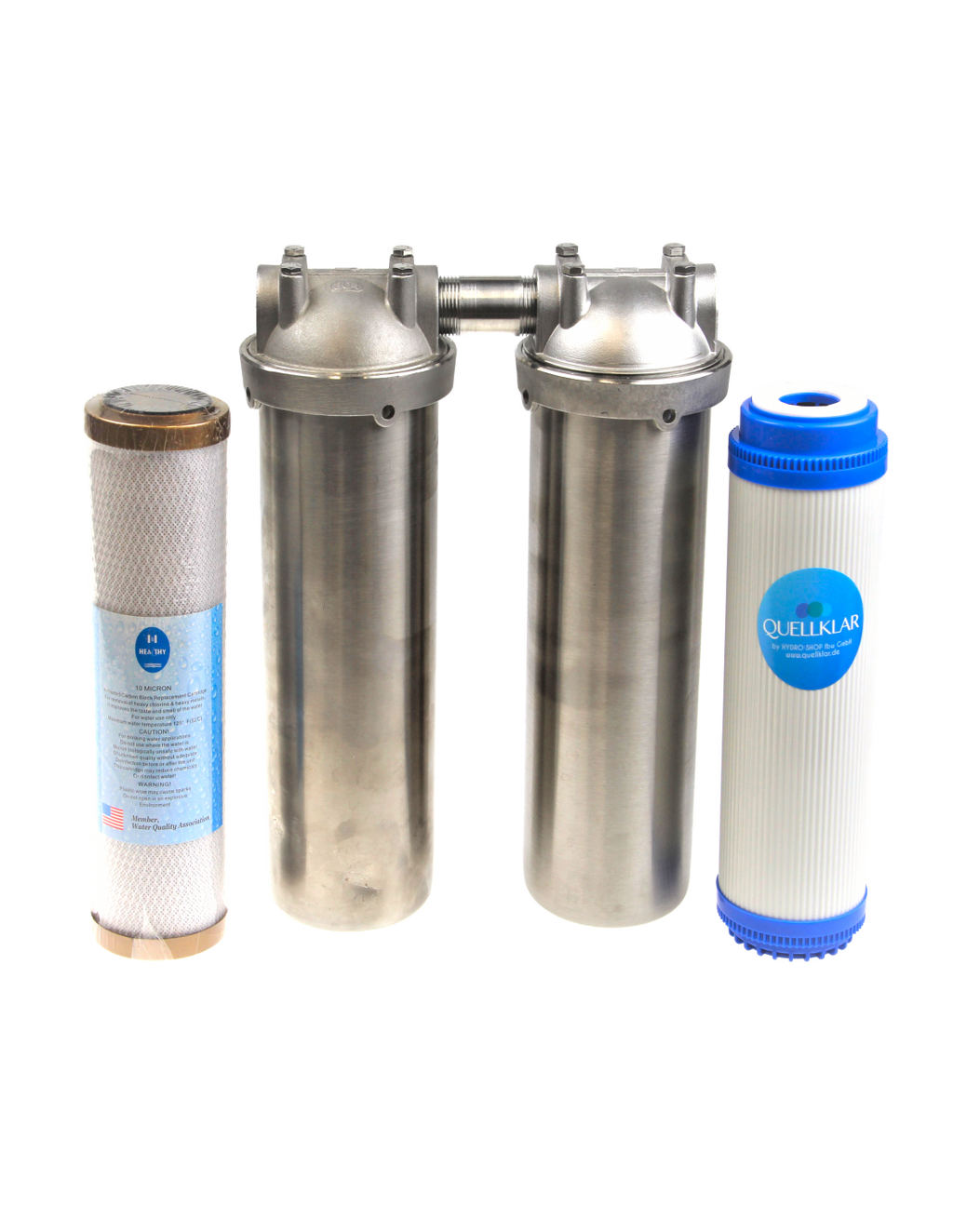 Duo-Wasserfilter Untertisch mit Ultrafilter und Aktivkohlefilter(10μ) inkl Anschluss-Set