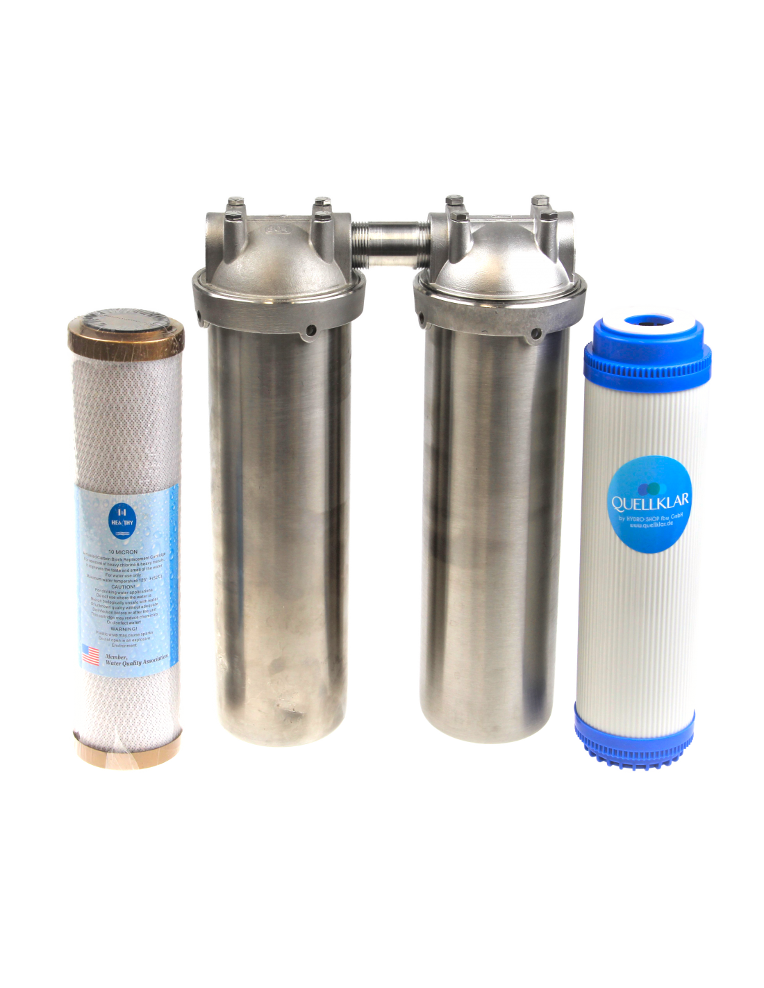 Duo-Wasserfilter Untertisch mit Ultrafilter und Aktivkohlefilter(10μ) inkl Anschluss-Set