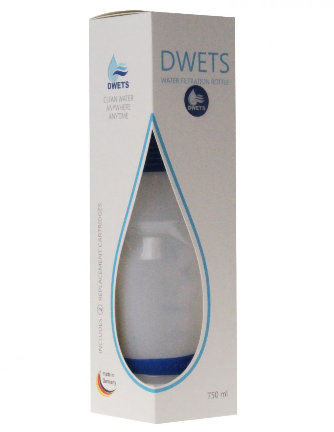 Trinkflasche mit Filter in verschiedenen Farben DWETS Water Filter Bottle